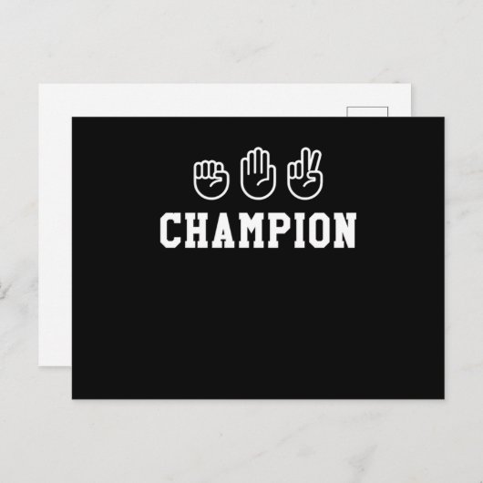 Carte Postale Champion des ciseaux en papier à main Moteur Champ (Devant / Derrière)