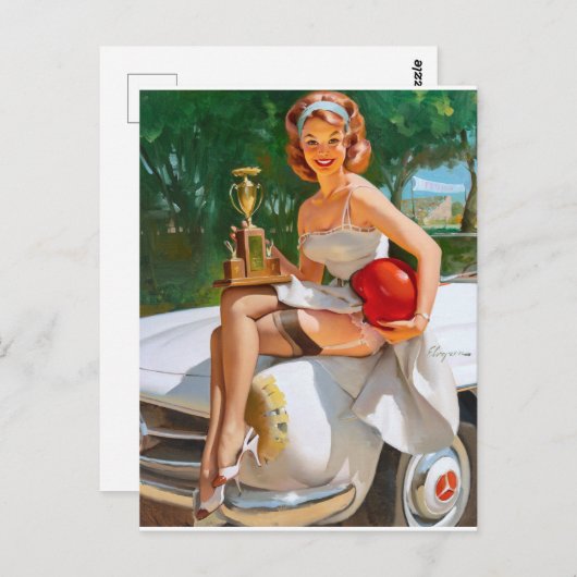 Carte Postale Champion Pin Up (Devant / Derrière)