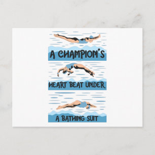 Carte Postale Champions Swimmer - maillot de bain
