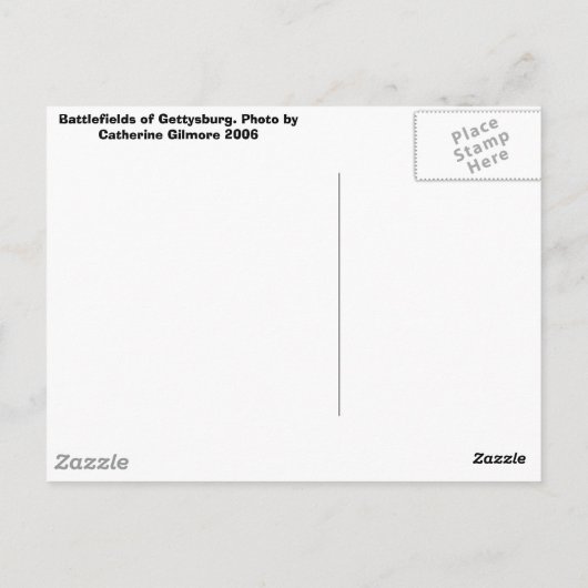 Carte Postale Champs de bataille de Gettysburg (Dos)