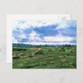 Carte Postale Champs de blé avec Haystaches par Vincent van Gogh (Devant / Derrière)
