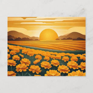 Carte Postale Champs d'or de Marigolds