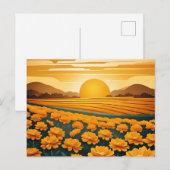 Carte Postale Champs d'or de Marigolds (Devant / Derrière)