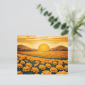 Carte Postale Champs d'or de Marigolds (Debout devant)