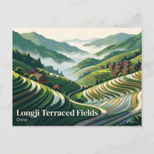 Carte Postale Champs en terrasses de Longji Guangxi, Chine