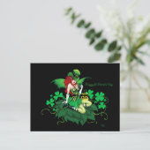 Carte Postale Chance Trèfle Vert Fée Rouge Cheveux Shamrock (Debout devant)