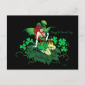Carte Postale Chance Trèfle Vert Fée Rouge Cheveux Shamrock (Devant)
