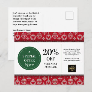 Carte Postale Chandail de Noël Rouge Coupon personnalisé Remise