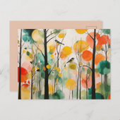 Carte Postale Chandbirds à l'aquarelle dans la forêt de printemp (Devant / Derrière)