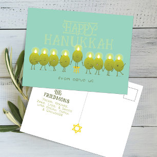 Carte Postale Chandeleur de Hanukkah Olives, groupe vert sarcell