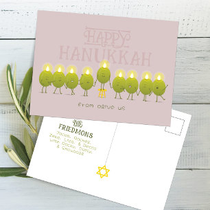 Carte Postale Chandeleur d'Hanukkah Olives, Groupe Mauve