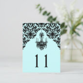 Carte Postale Chandelier bleu et noir Damas Numéro de tableau (Debout devant)