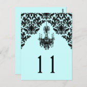 Carte Postale Chandelier bleu et noir Damas Numéro de tableau (Devant / Derrière)