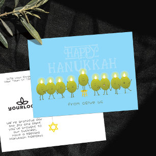 Carte Postale Chandelier de Hanukkah Olives Logo de Baby Blue