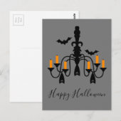 Carte Postale Chandeliers Halloween et chauves-souris (Devant / Derrière)