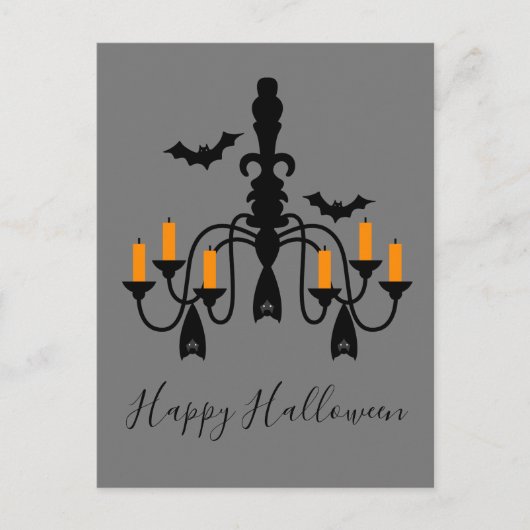 Carte Postale Chandeliers Halloween et chauves-souris (Devant)