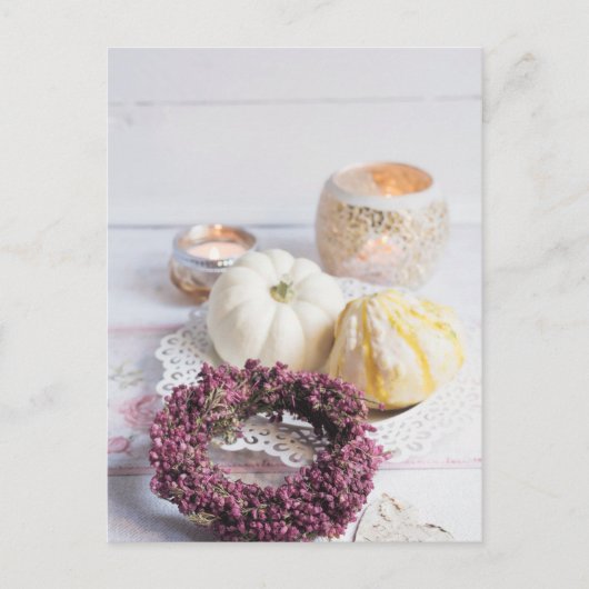 Carte Postale Chandelle d'automne rustique saisonnière & citroui (Devant)