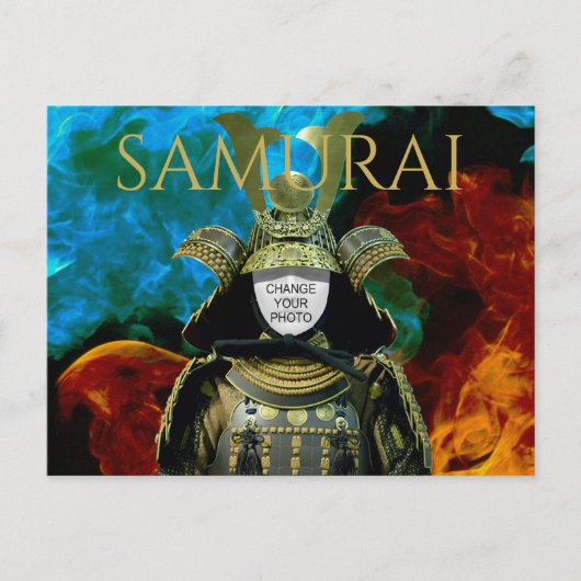 Carte Postale Changeable Votre Photo, Casque Samurai (Devant)