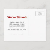 Carte postale Changement d'adresse (Dos)