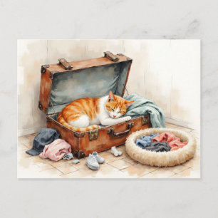 Carte Postale Changement d'adresse amusant de la part du chat or