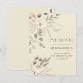 Carte Postale Changement d'adresse Crème Brun Aquarelle Floral (Devant / Derrière)