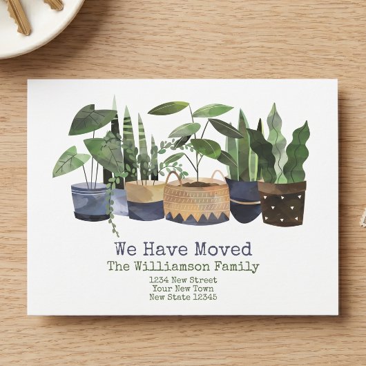 Carte Postale Changement d'adresse de plante en pot | Annonce de