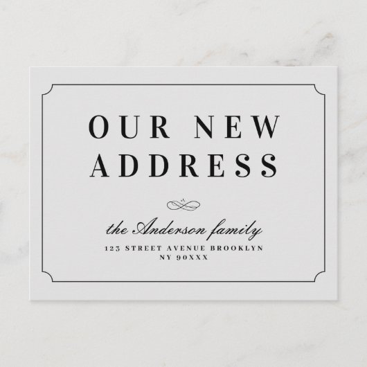 Carte Postale Changement d'adresse élégant cadre classique gris (Devant)