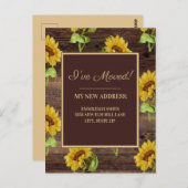 Carte Postale Changement d'adresse Fleurs de soleil en bois rust (Devant / Derrière)