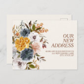Carte Postale Changement d'adresse Rouille bleu jaune Automne Fl (Devant / Derrière)