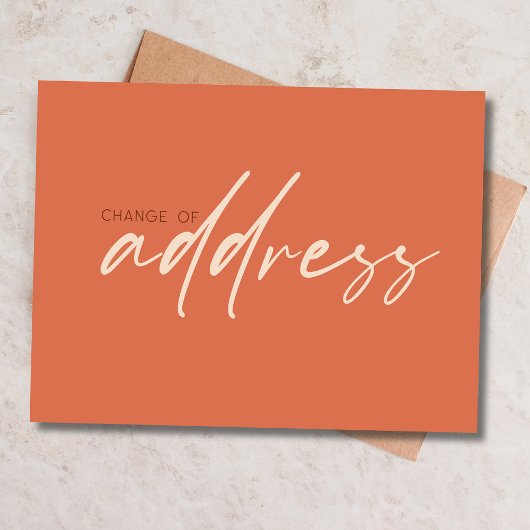Carte Postale Changement D'Adresse Script Moderne Terracotta