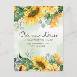 Carte Postale Changement d'adresse Tournesols Verdure Campagne