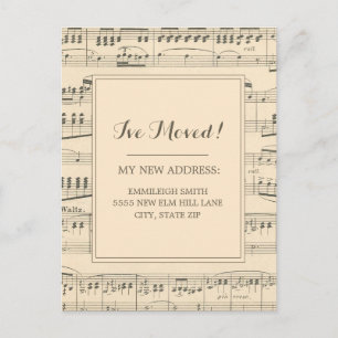 Carte Postale Changement d'adresse Vintage Antique Sheet Music