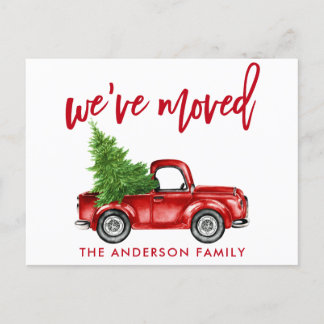Carte Postale Changement de code d'adresse Red Truck Tree