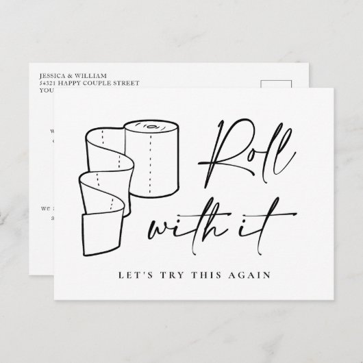 Carte Postale Changement de date Annulation reportée (Devant / Derrière)