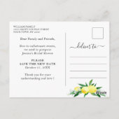 Carte Postale Changement de date de Baby Shower Lemons Blossom V (Dos)