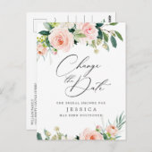 Carte Postale Changement de date de la douche de mariée Fleurs r (Devant / Derrière)