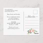 Carte Postale Changement de date de la douche de mariée Fleurs r (Dos)