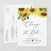 Carte Postale Changement de date de mariage Écriture Élegante To (Devant / Derrière)