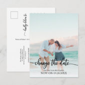 Carte Postale Changement de date de mariage reporté écriture noi (Devant / Derrière)