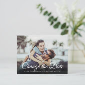 Carte Postale Changement de date élégant de script Photo reporté (Debout devant)