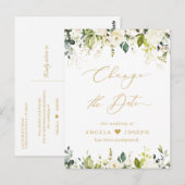 Carte Postale Changement de date en écriture dorée Feuillage bla (Devant / Derrière)