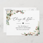 Carte Postale Changement de date Floral rustique d'hiver Reporté (Devant / Derrière)