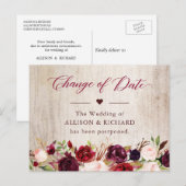Carte Postale Changement de date Florale en Bois Rustique Bordea (Devant / Derrière)