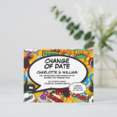 Carte Postale Changement de date Fun reporté livre de BD moderne (Debout devant)