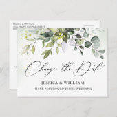 Carte Postale Changement de date Mariage élégant Eucalyptus (Devant / Derrière)
