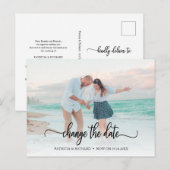 Carte Postale Changement de date Mariage reporté Chic Script (Devant / Derrière)