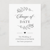 Carte Postale Changement de date reporté Élégant Simple Minimali (Devant)