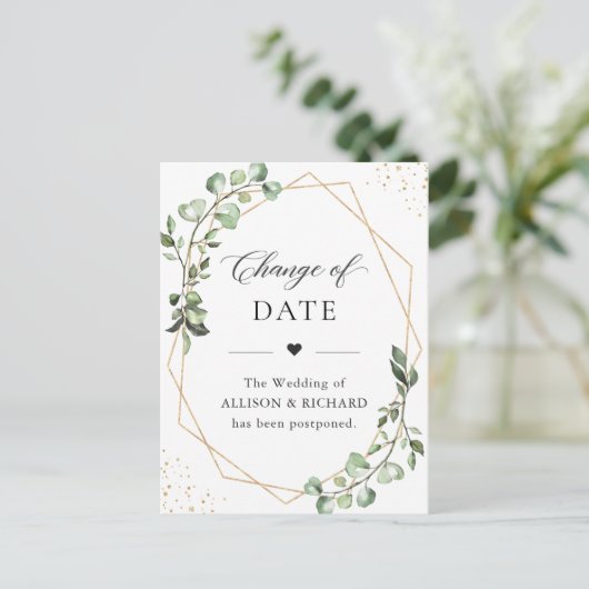 Carte Postale Changement de date Simple Geometry Eucalyptus Feui (Debout devant)