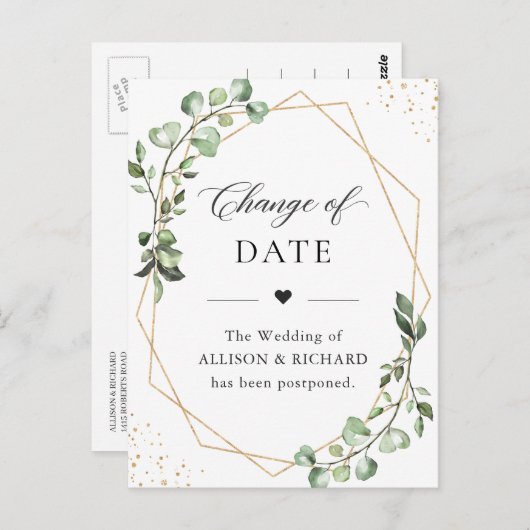 Carte Postale Changement de date Simple Geometry Eucalyptus Feui (Devant / Derrière)