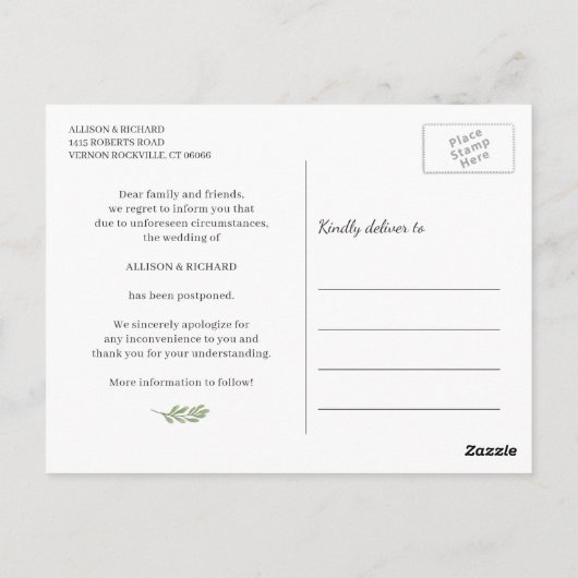 Carte Postale Changement de date Simple Geometry Eucalyptus Feui (Dos)